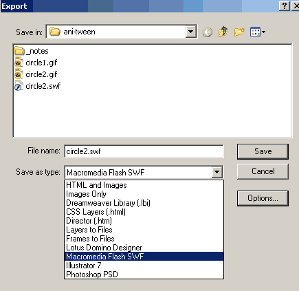 export as swf